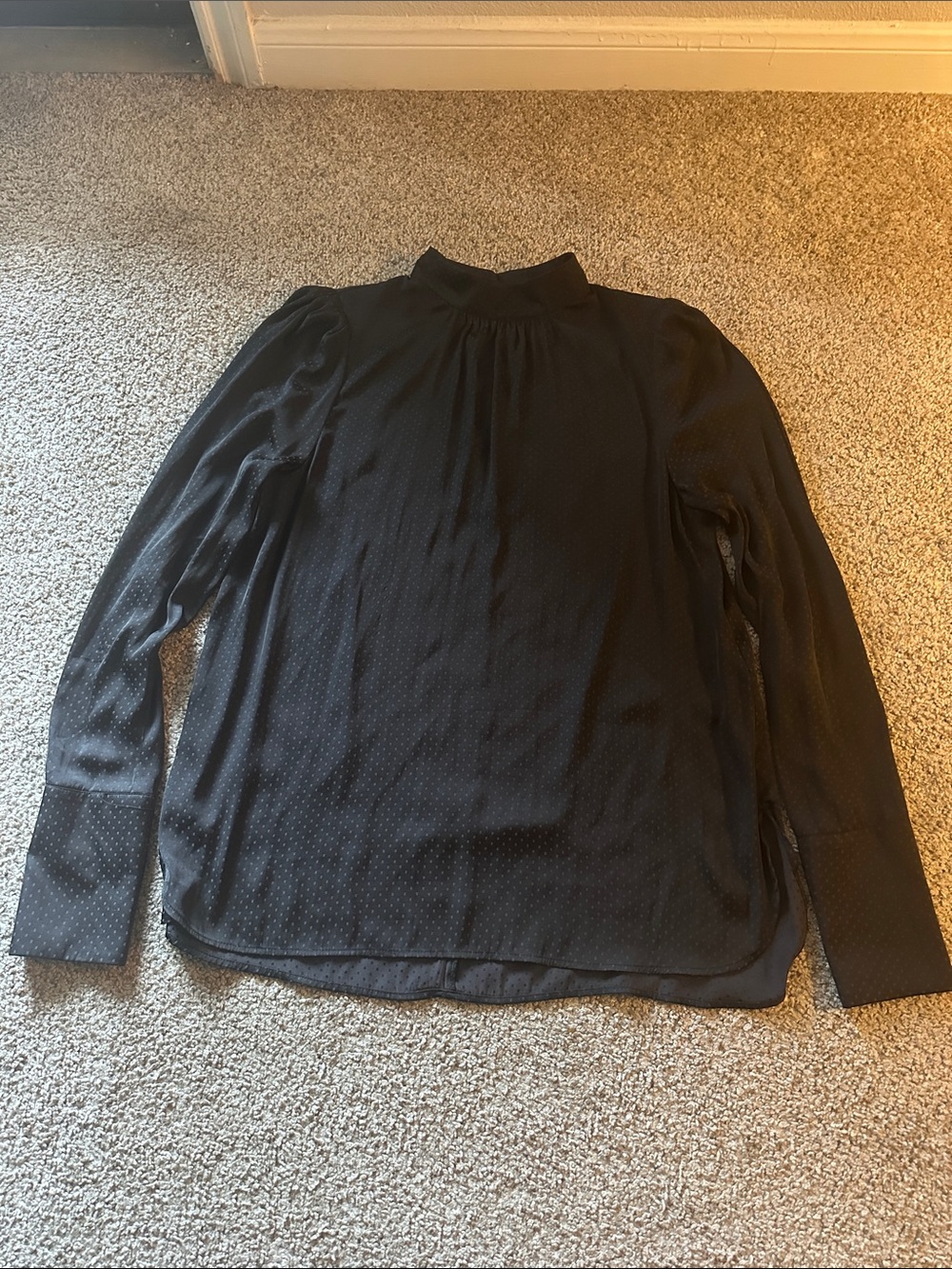 H&M Black Long Sleeve Mock Neck Blouse